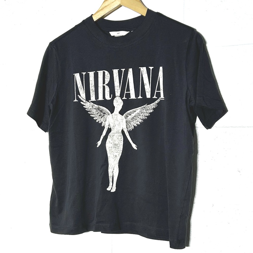 h & m • nirvana logo printed graphic tee